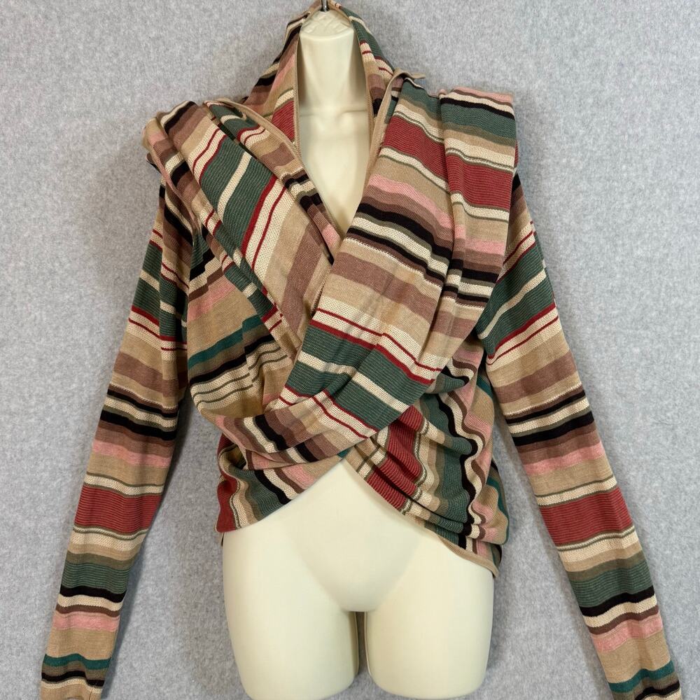 Lauren Ralph Lauren Wrap Cardigan Size S/M Striped Linen Silk Old Money Country